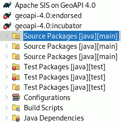 Screenshot of NetBeans project tab